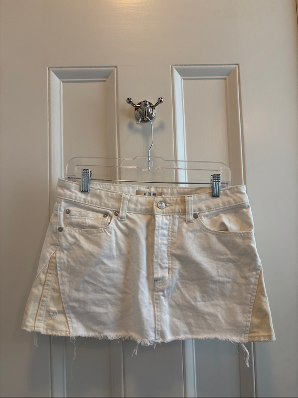 Free People White/Cream Denim Skirt